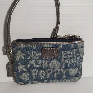 Coach wristlet poppy denim.